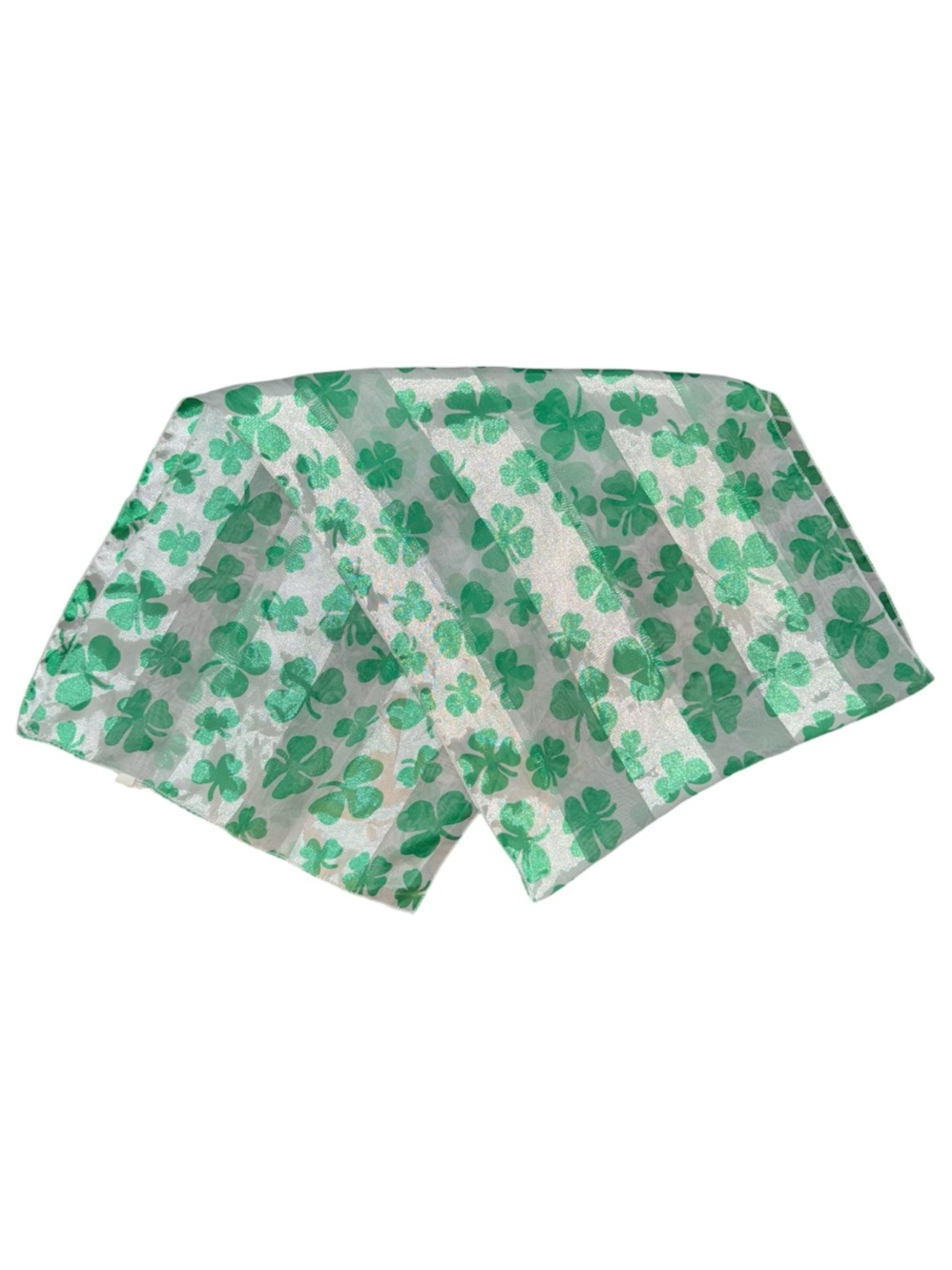 White Scarf With Green Clovers
